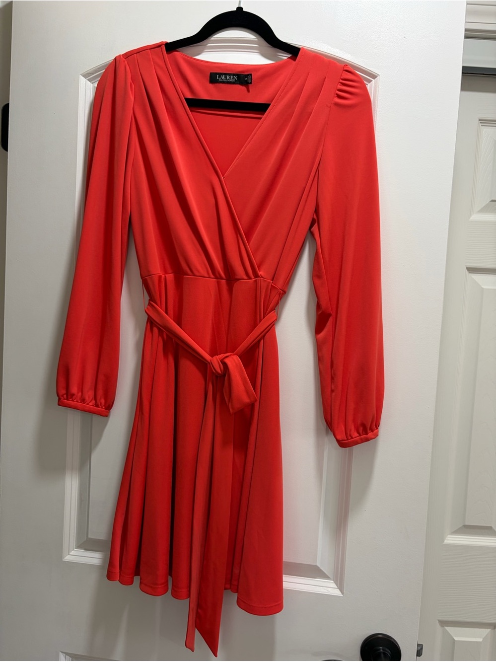 Shavilya Matte Jersey Wrap Dress – Coral/Orange – Size 4P